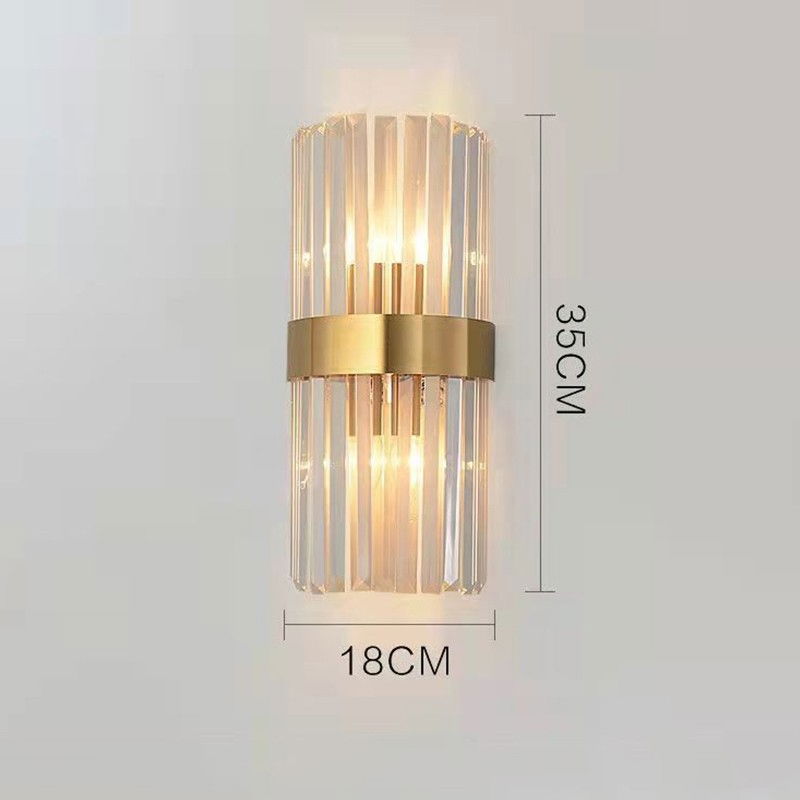 Lampa de Perete in Interior, Flippy, Lampa de Lux pentru Decor de Interior, Corp de Iluminat Tip aplica, din Inox Auriu si Cristal, Lumina Calda Rece Neutra, 35 x 18 cm, Ideal pentru Camere Mici si Me [2]