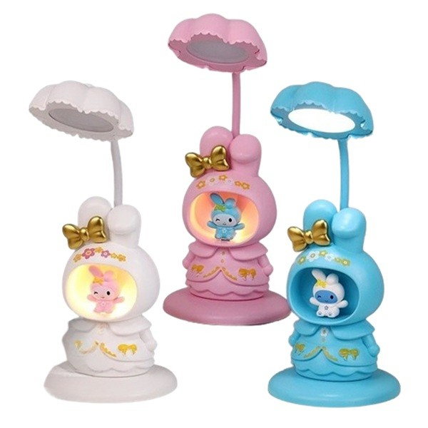 Lampa de Veghe, Flippy, cu Ascutitoare de Creioane, 2 Functii de Lumina, de Birou si de Veghe, Model Iepuras, Incarcare USB 10 x 29 cm, Multicolor [1]