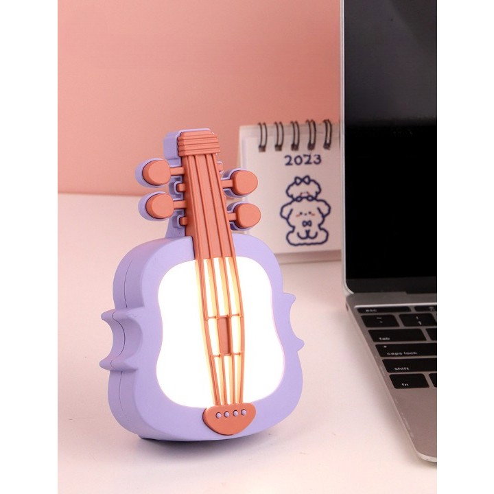 Lampa de Veghe, Flippy, cu Protectie pentru Ochi, Model Violina, Lumina Calda, Incarcare USB, ABS, 14.3x5x9.9 cm, Mov/ Portocaliu [4]