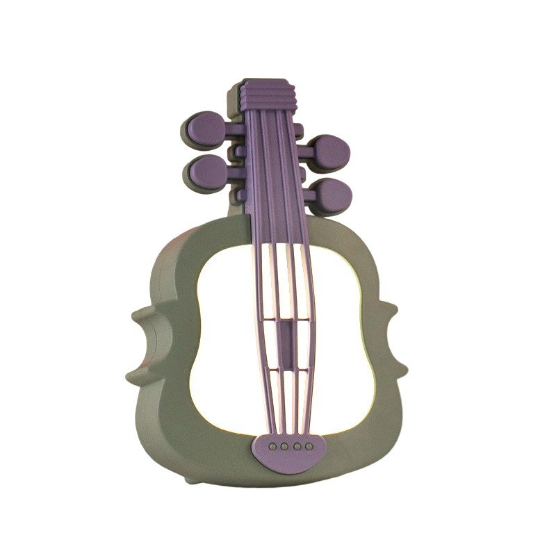 Lampa de Veghe, Flippy, cu Protectie pentru Ochi, Model Violina, Lumina Calda, Incarcare USB, ABS, 14.3x5x9.9 cm, Verde/ Mov [1]