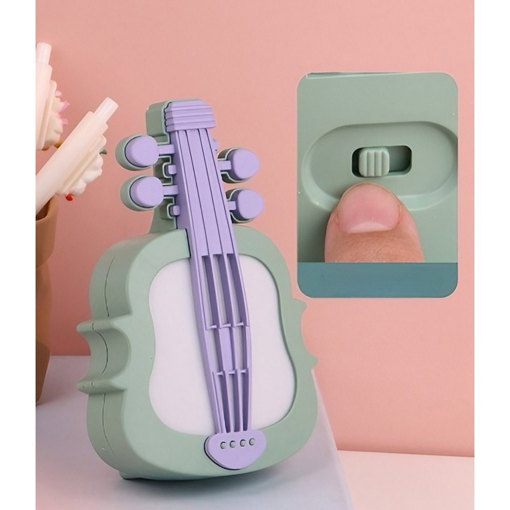 Lampa de Veghe, Flippy, cu Protectie pentru Ochi, Model Violina, Lumina Calda, Incarcare USB, ABS, 14.3x5x9.9 cm, Verde/ Mov [3]