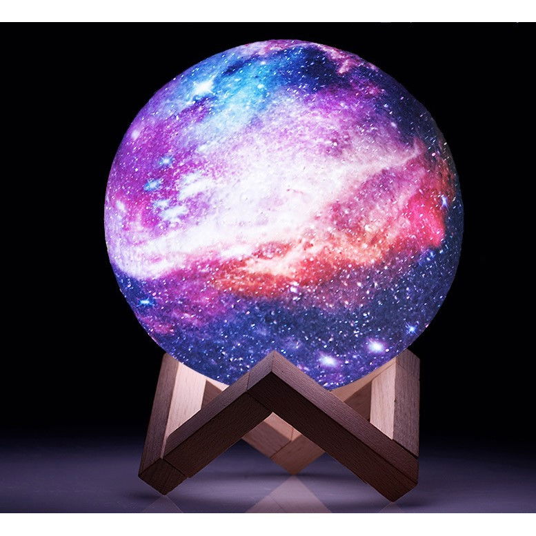 Lampa de veghe in forma de luna cu stele 3D Moon Light, alimentare baterii, stand din lemn inclus, 14 cm, Flippy [2]