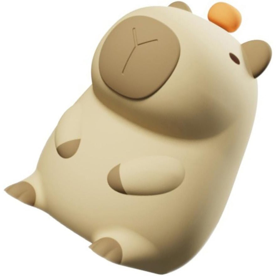 Lampa de Veghe pentru Copii, Flippy, din Silicon, Senzor Tactil, Model Capibara, Lumina Calda, Protectie pentru Ochi, Incarcare USB, Capacitate Baterie Incorporata 800mAh, 10.8x9x12.8 cm, Alb [4]