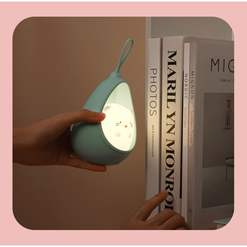 Lampa de veghe portabila cu 2 moduri de functionare Flippy, silicon non-toxic, reincarcabila USB, senzor miscare, albastru, iepuras [3]