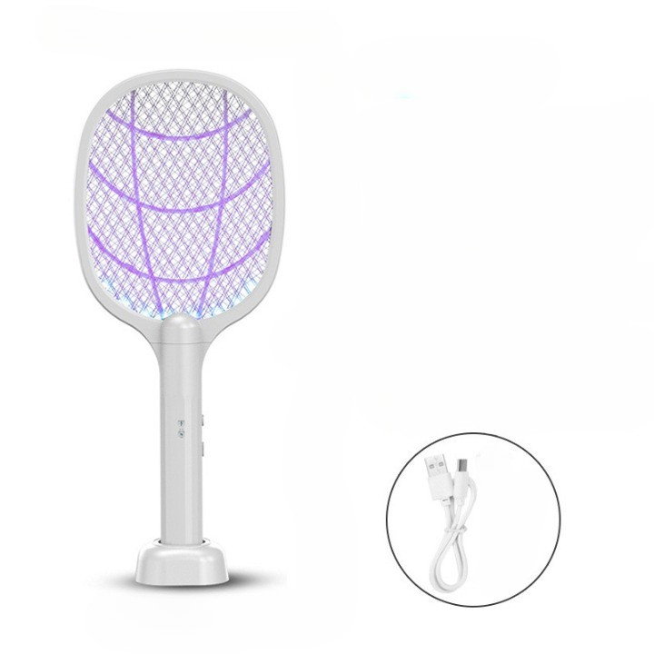 Lampa Electrica Impotriva Tantarilor, Flippy, 42.5 x 18 x 7.5 cm, Reincarcabila cu Cablu USB Inclus, Plasa din Aluminum, Alb [2]