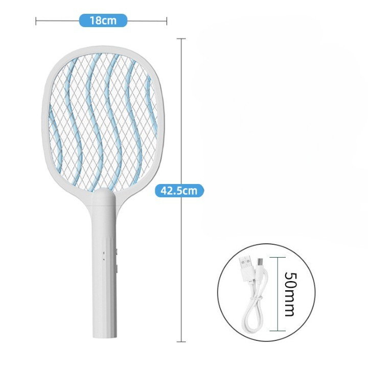 Lampa Electrica Impotriva Tantarilor, Flippy, 42.5 x 18 x 9.2 cm, Reincarcabila cu Cablu USB Inclus, Plasa din Aluminum, Alb [3]