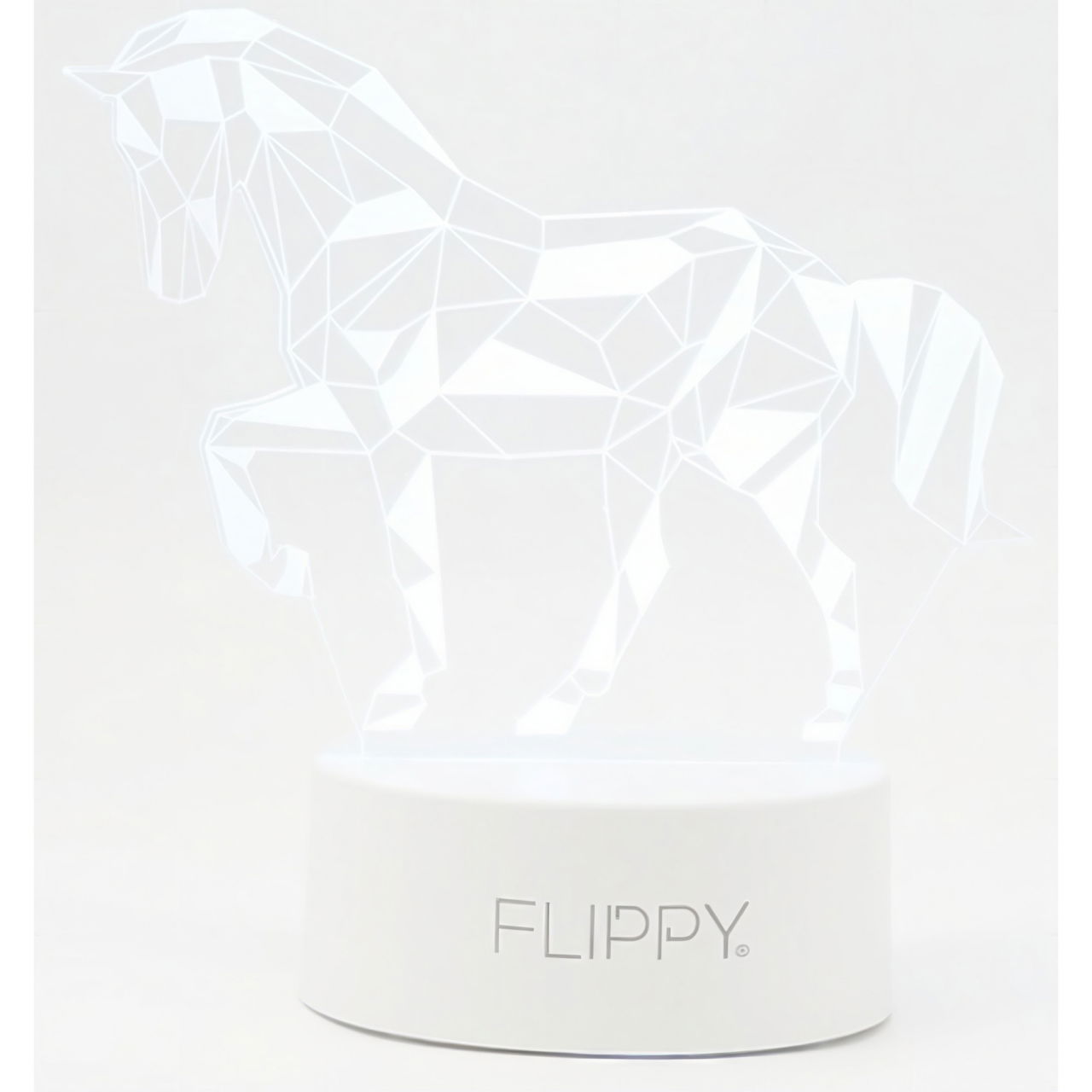 Lampa LED decorativa, Flippy, 3D, Cal, cu telecomanda, doua moduri de alimentare USB si baterii, 20 cm inaltime, din material acril si lumina multicolora, alb [3]