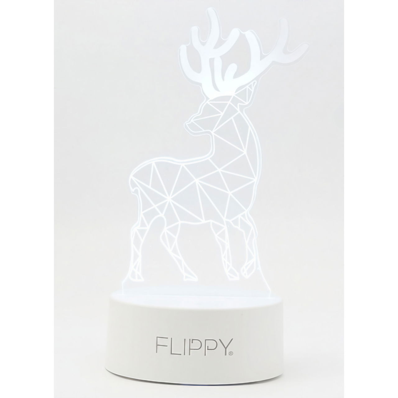 Lampa LED decorativa, Flippy, 3D, Cerb, cu telecomanda, doua moduri de alimentare USB si baterii, 20 cm inaltime, din material acril si lumina multicolora, alb [6]