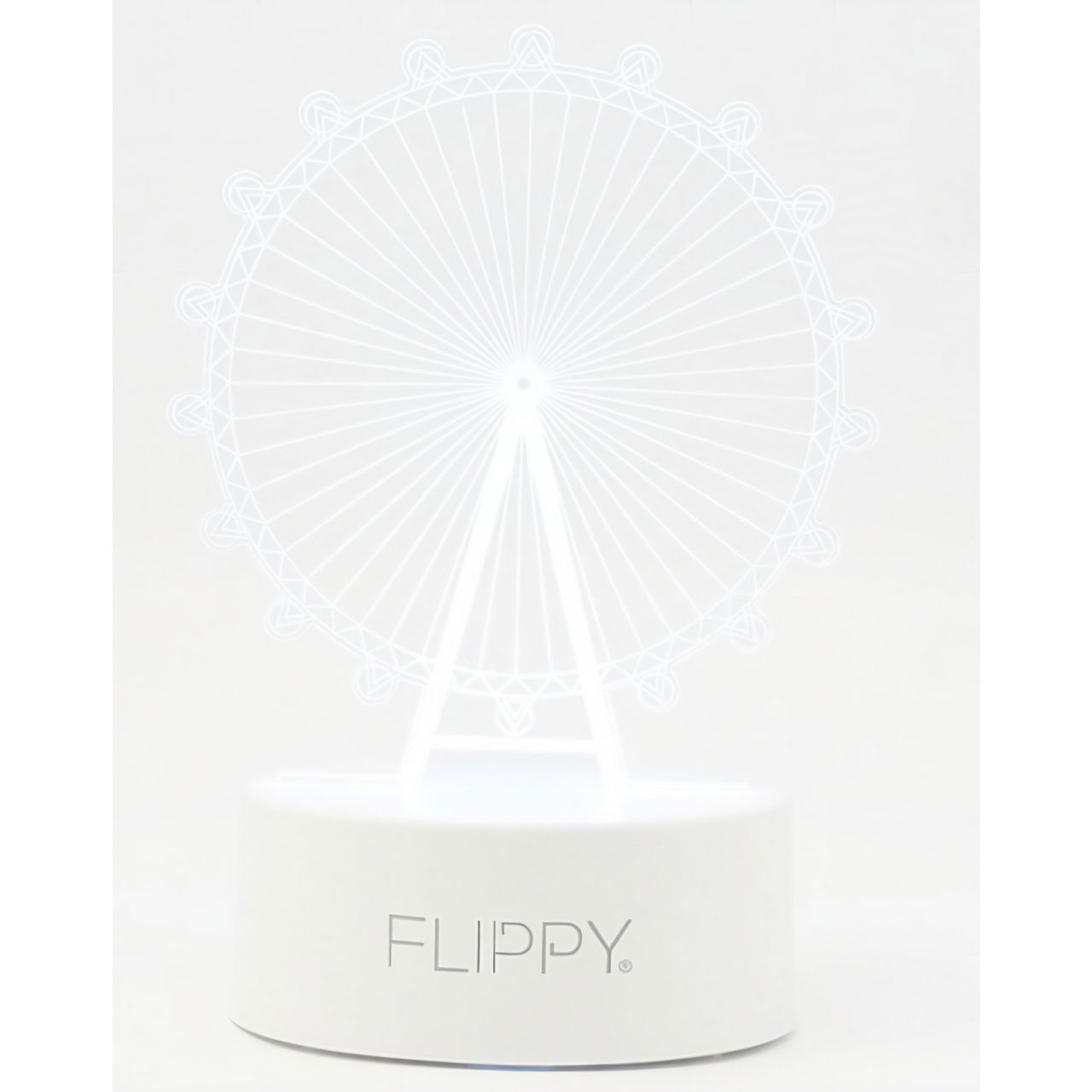 Lampa LED decorativa, Flippy, 3D, Roata Panoramica, cu telecomanda, doua moduri de alimentare USB si baterii, 20 cm inaltime, din material acril si lumina multicolora, alb [6]