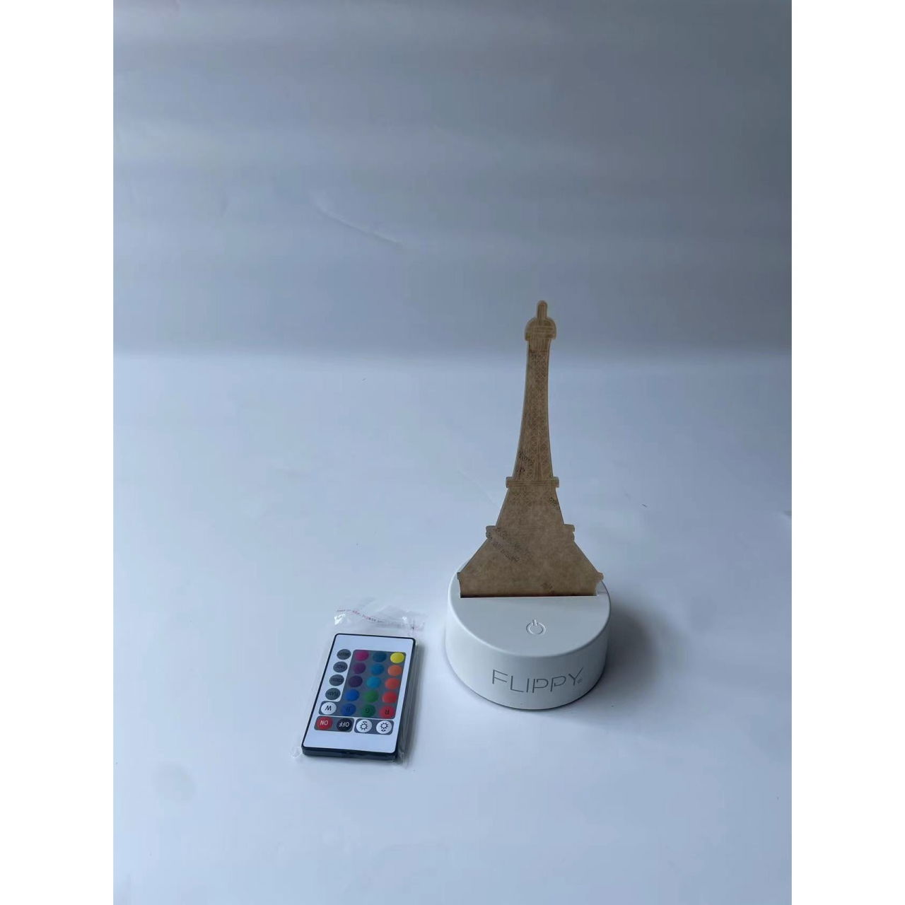 Lampa LED decorativa, Flippy, 3D, Turnul Eiffel, din material acril si lumina multicolora, alb [10]