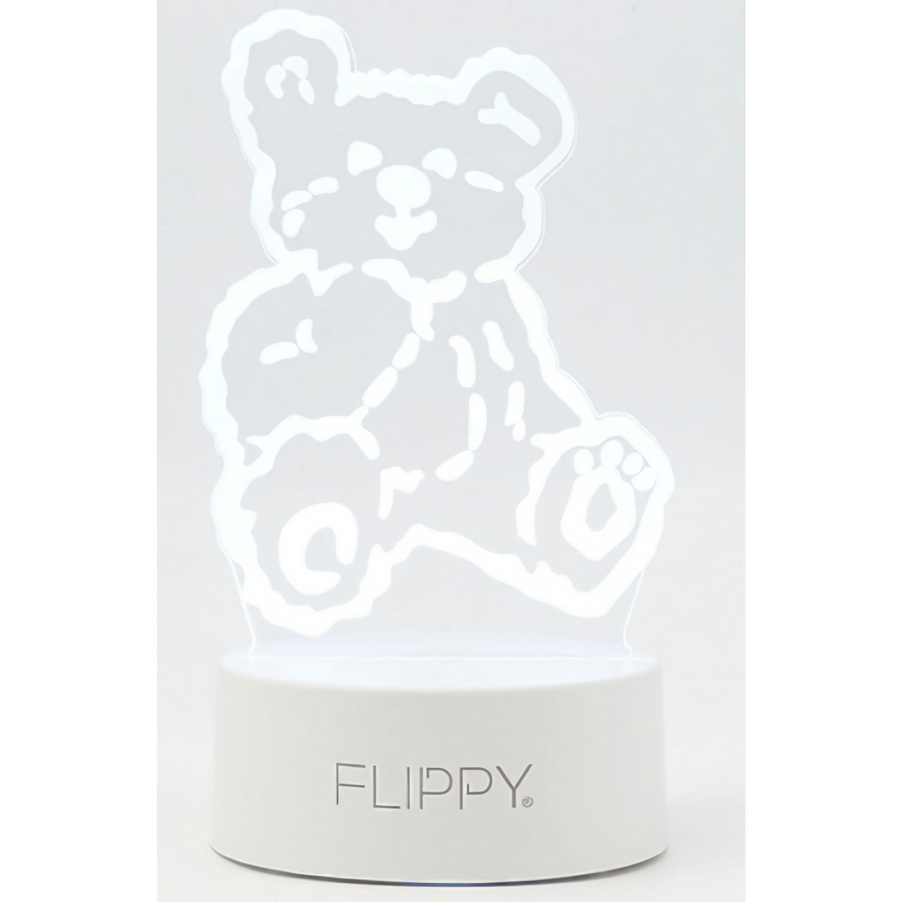 Lampa LED decorativa, Flippy, 3D, Ursulet, cu telecomanda, doua moduri de alimentare USB si baterii, 20 cm inaltime, din material acril si lumina multicolora, alb [3]