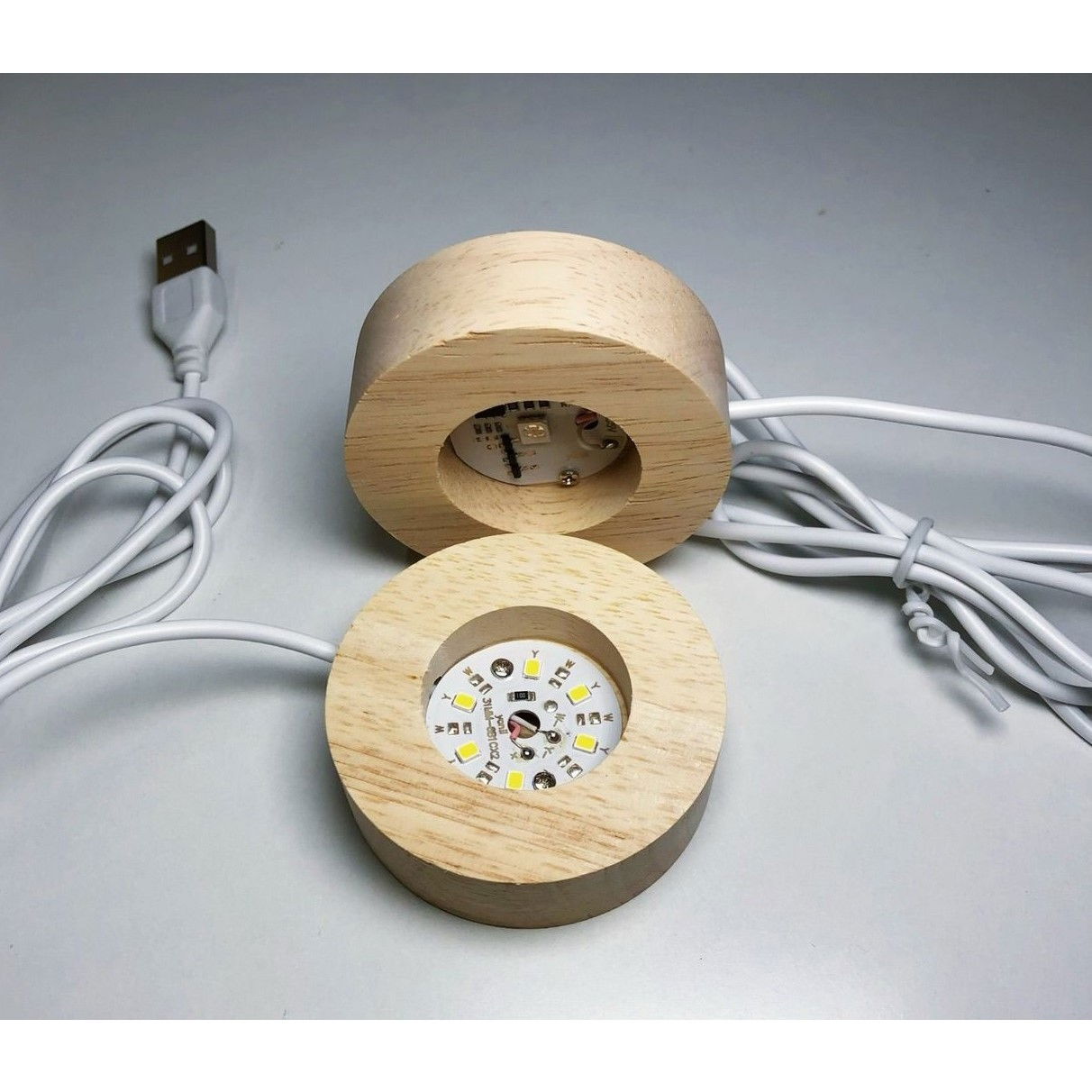 Lampa LED Decorativa, Flippy, Bila de Cristal cu Diametru 6cm, Model Inima 3D, Alimentare USB, Suport din Lemn, Lumina Alb Cald [5]