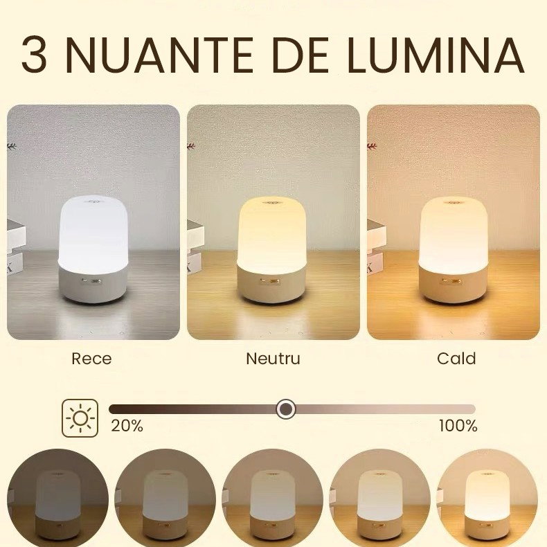 Lampa LED Reincarcabila, Flippy, Control tactil, Lumina in 3 culori albe, Lampa pentru Dormitor, 16 Culori RGB, Lumina de Noapte in Camera Copiilor, 11 x 8 x 8 cm, Alb [6]