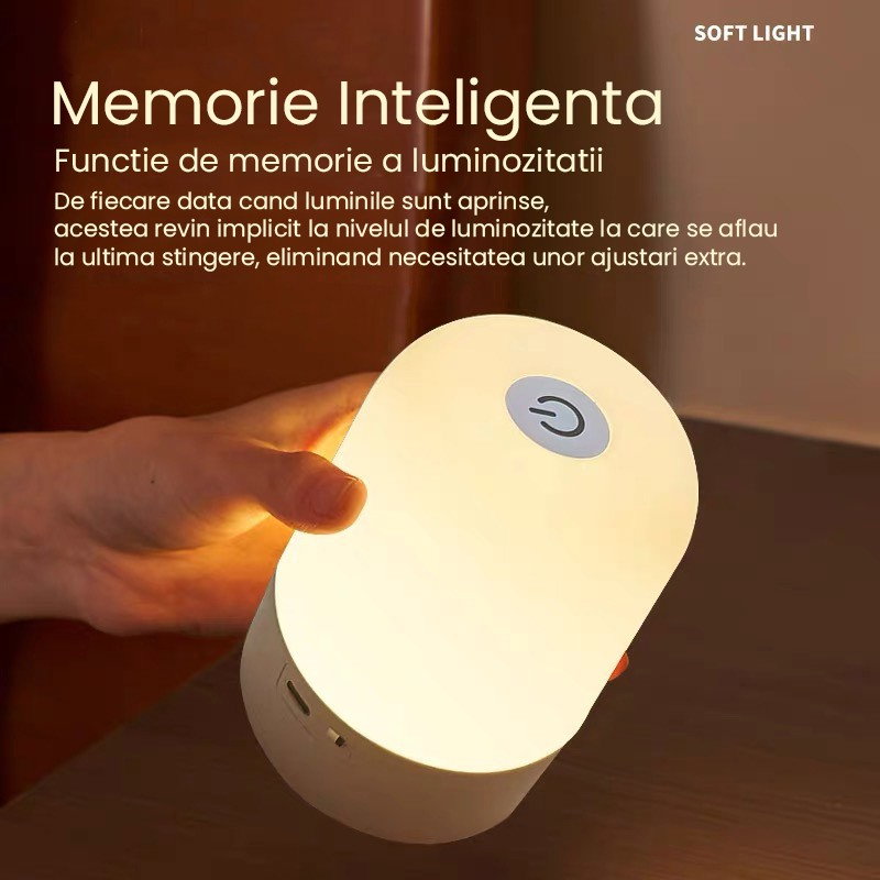 Lampa LED Reincarcabila, Flippy, Control tactil, Lumina in 3 culori albe, Lampa pentru Dormitor, 16 Culori RGB, Lumina de Noapte in Camera Copiilor, 11 x 8 x 8 cm, Alb [5]