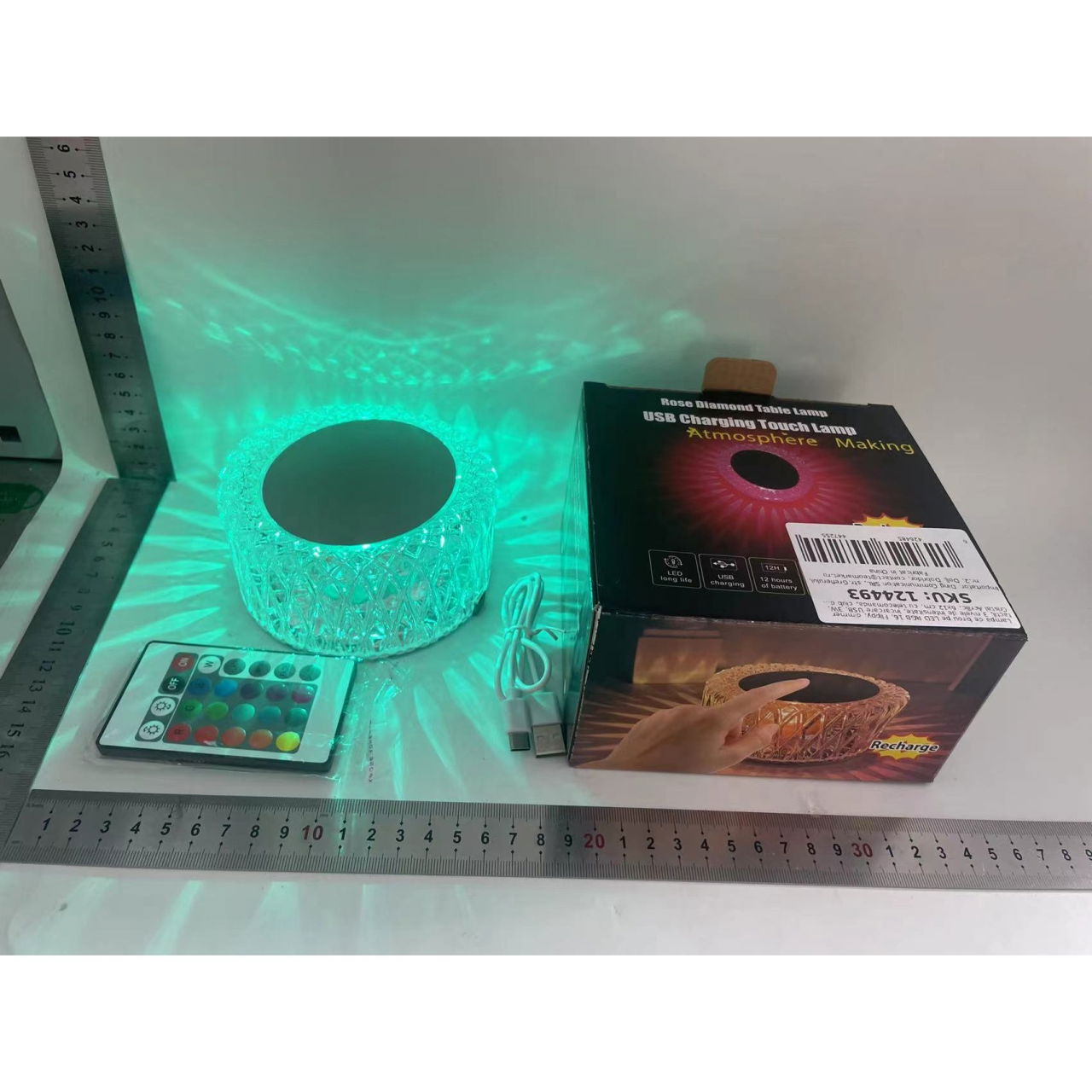 Lampa LED RGB 16, Flippy, 3 Nivele de Intensitate, Incarcare USB, 3W, Cristal Acrilic, 6x12 cm, Telecomanda, Transparent [8]