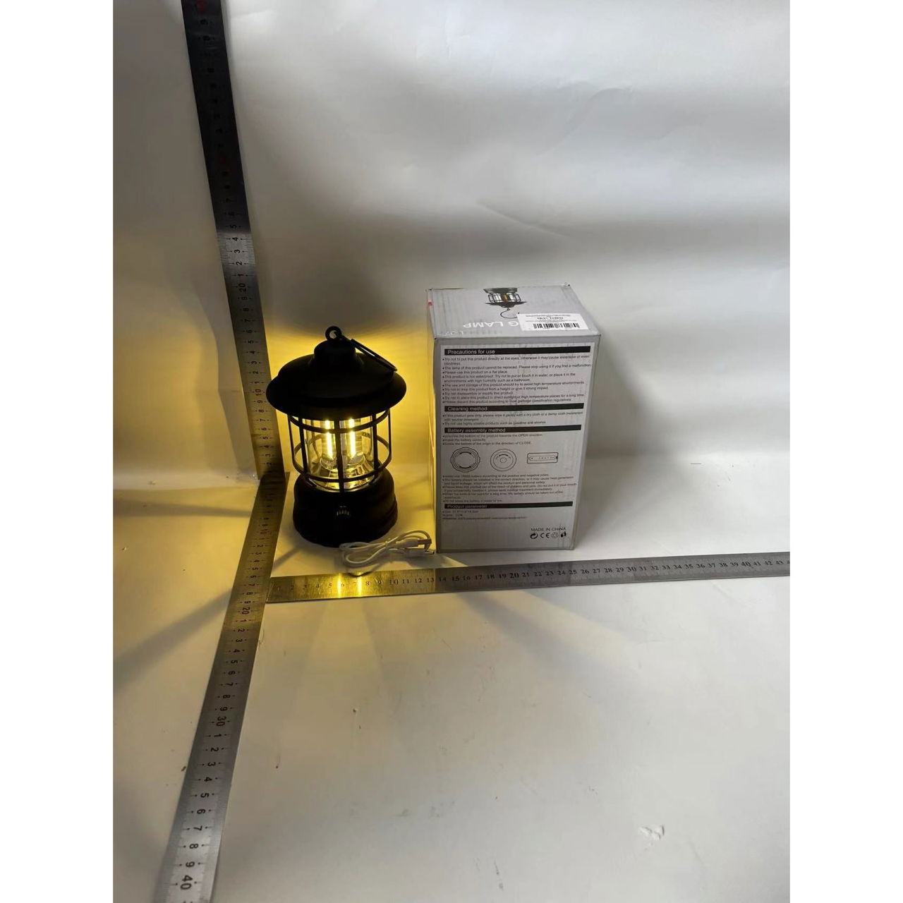 Lampa portabila camping, Felinar Vintage cu carlig, ABS, Iluminare 21 COB LED, Intensitate reglabila, 5W, Flippy, Negru [7]