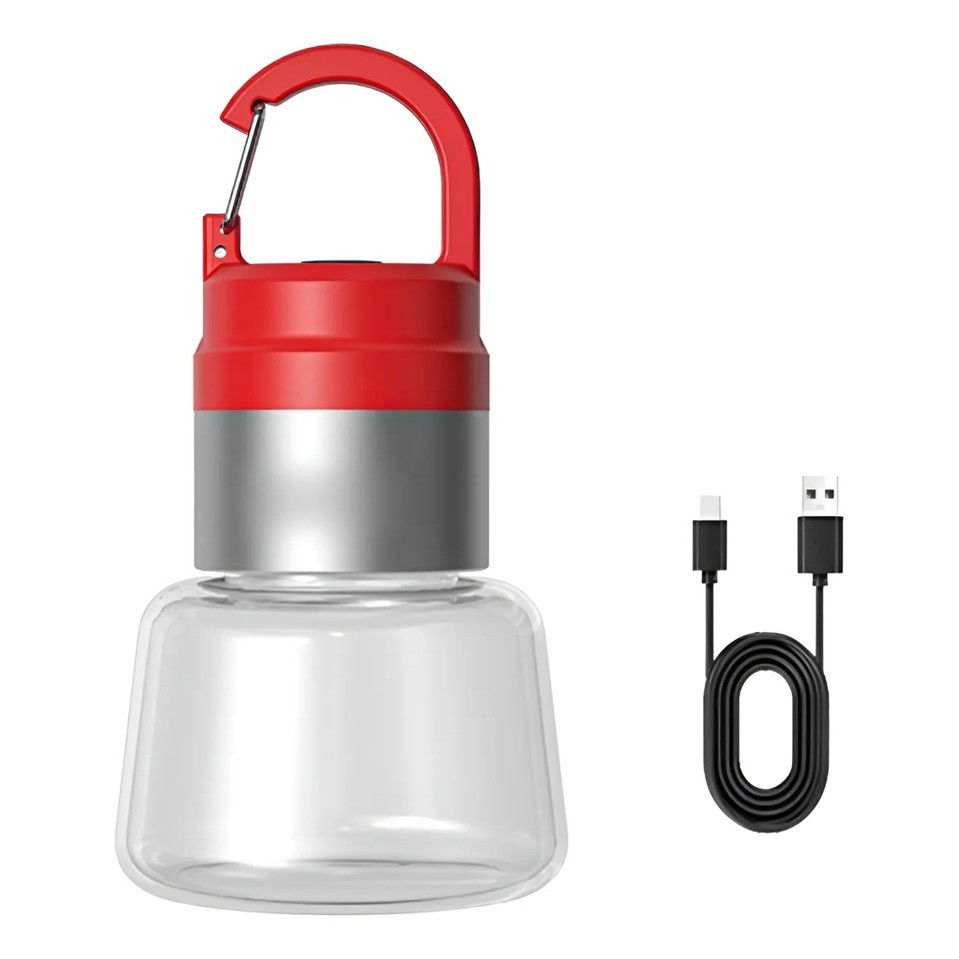 Lampa Portabila, Flippy, de Voiaj/Camping, Incarcare USB, IPX5, LED RGB, din ABS, 300 mAh, 10 x 5.5 x 5.5 cm, Rosu [1]