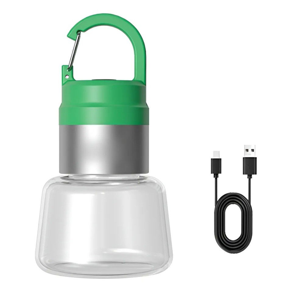 Lampa Portabila, Flippy, de Voiaj/Camping, Incarcare USB, IPX5, LED RGB, din ABS, 300 mAh, 10 x 5.5 x 5.5 cm, Verde [1]