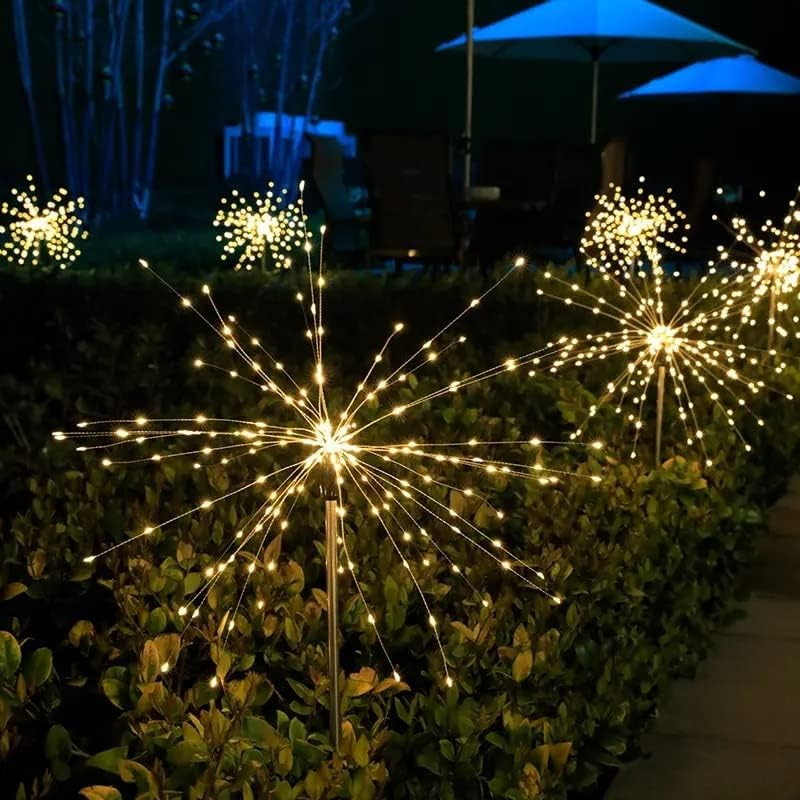 Lampa Solara, Flippy, Decor Gradina, Model Fireworks/Artificii, din Sarma de Cupru, 120 LED-uri, 55W, 90 cm, Alb Cald [3]
