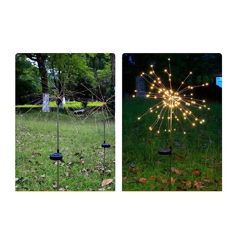 Lampa Solara, Flippy, Decor Gradina, Model Fireworks/Artificii, din Sarma de Cupru, 120 LED-uri, 55W, 90 cm, Alb Cald [6]