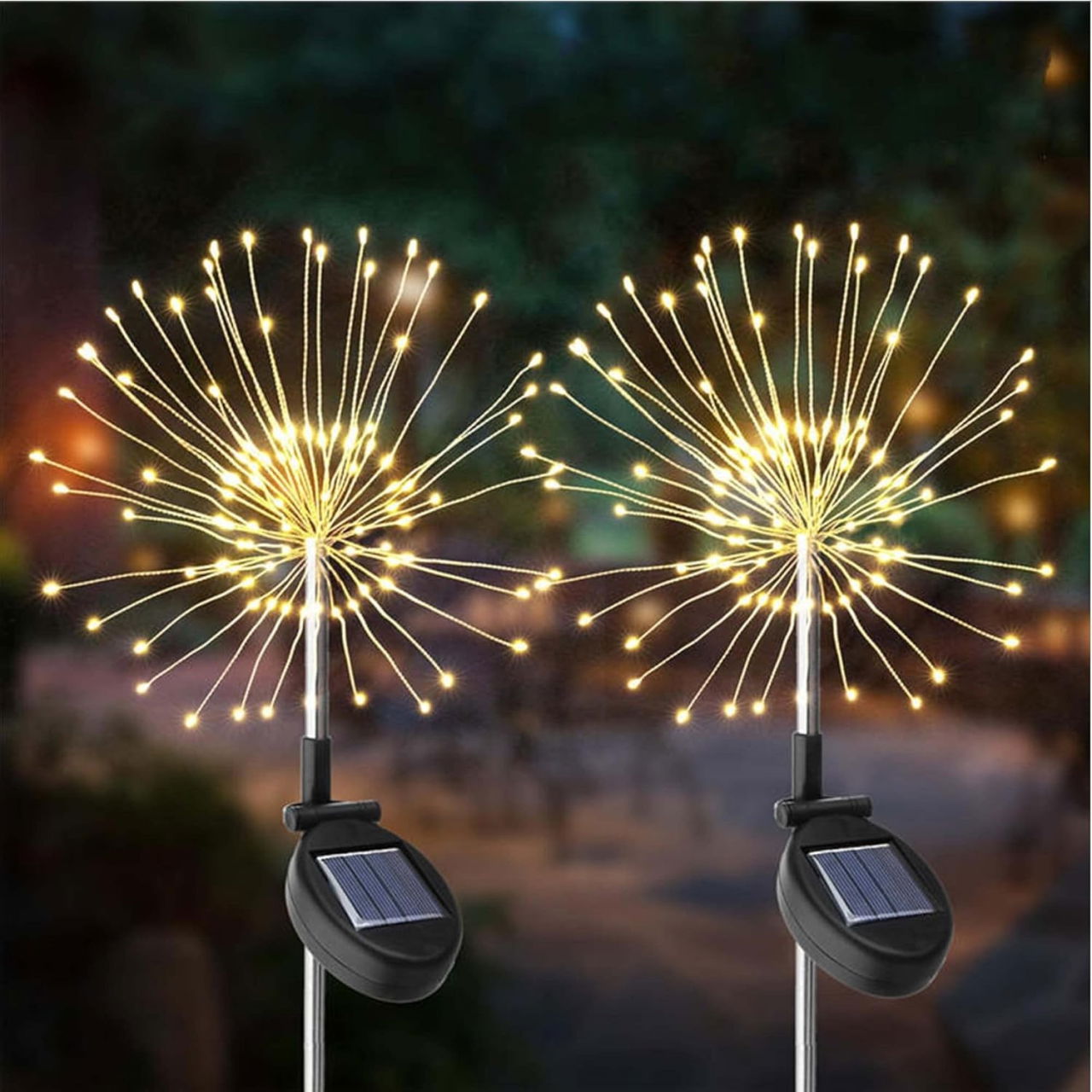 Lampa Solara, Flippy, Decor Gradina, Model Fireworks/Artificii, din Sarma de Cupru, 120 LED-uri, 55W, 90 cm, Alb Cald [8]