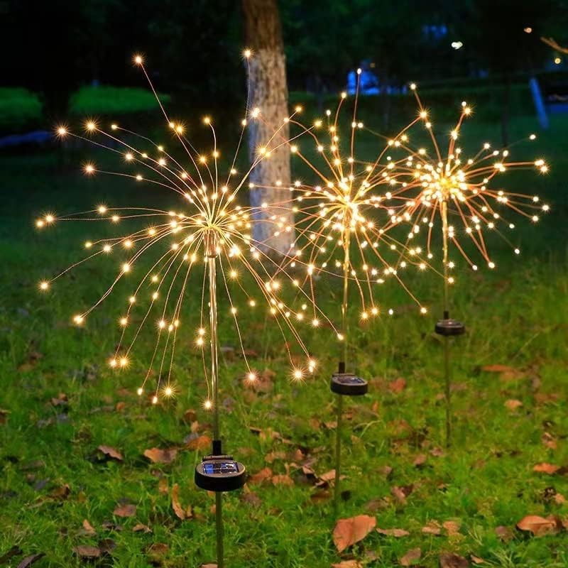 Lampa Solara, Flippy, Decor Gradina, Model Fireworks/Artificii, din Sarma de Cupru, 120 LED-uri, 55W, 90 cm, Alb Cald [4]