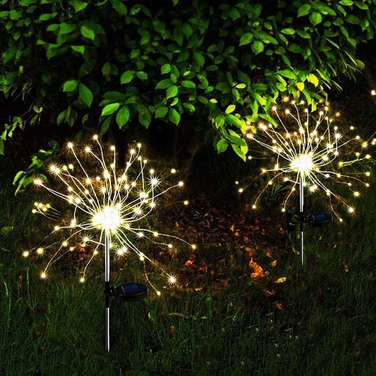 Lampa Solara, Flippy, Decor Gradina, Model Fireworks/Artificii, din Sarma de Cupru, 120 LED-uri, 55W, 90 cm, Alb Cald [7]