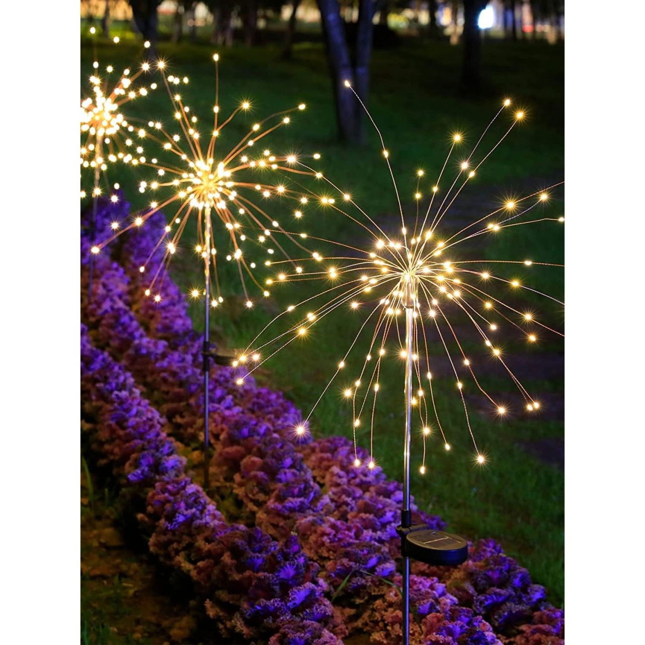 Lampa Solara, Flippy, Decor Gradina, Model Fireworks/Artificii, din Sarma de Cupru, 120 LED-uri, 55W, 90 cm, Alb Cald [5]
