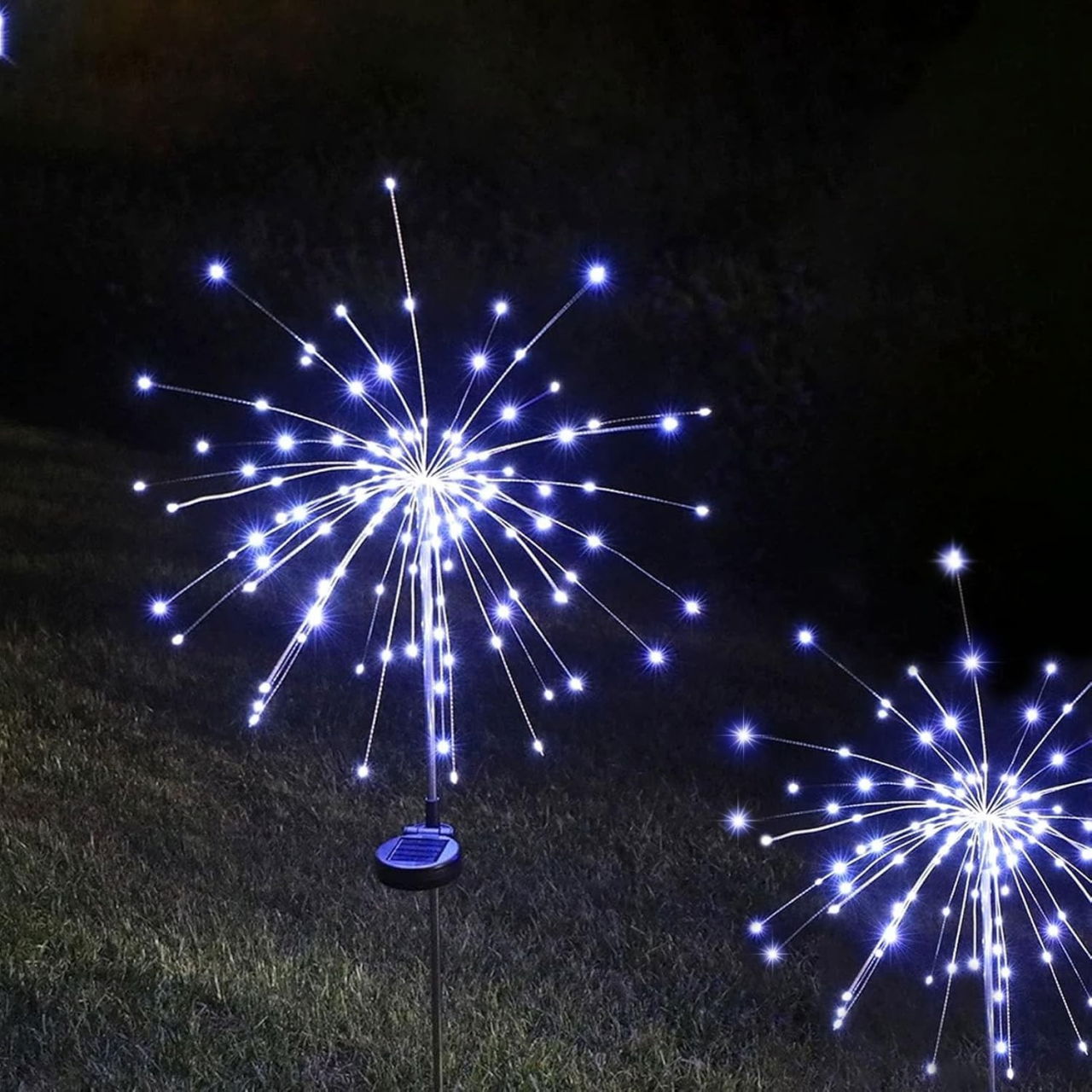 Lampa Solara, Flippy, Decor Gradina, Model Fireworks/Artificii, din Sarma de Cupru, 120 LED-uri, 55W, 90 cm, Alb Rece [3]