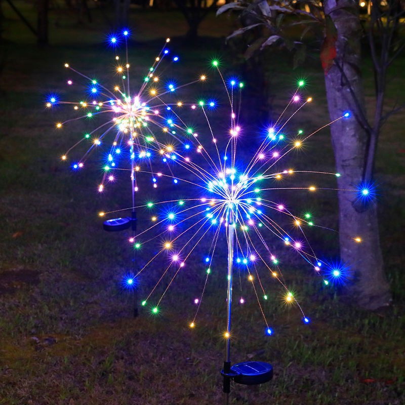 Lampa Solara, Flippy, Decor Gradina, Model Fireworks/Artificii, din Sarma de Cupru, 120 LED-uri, 55W, 90 cm, Multicolor [2]
