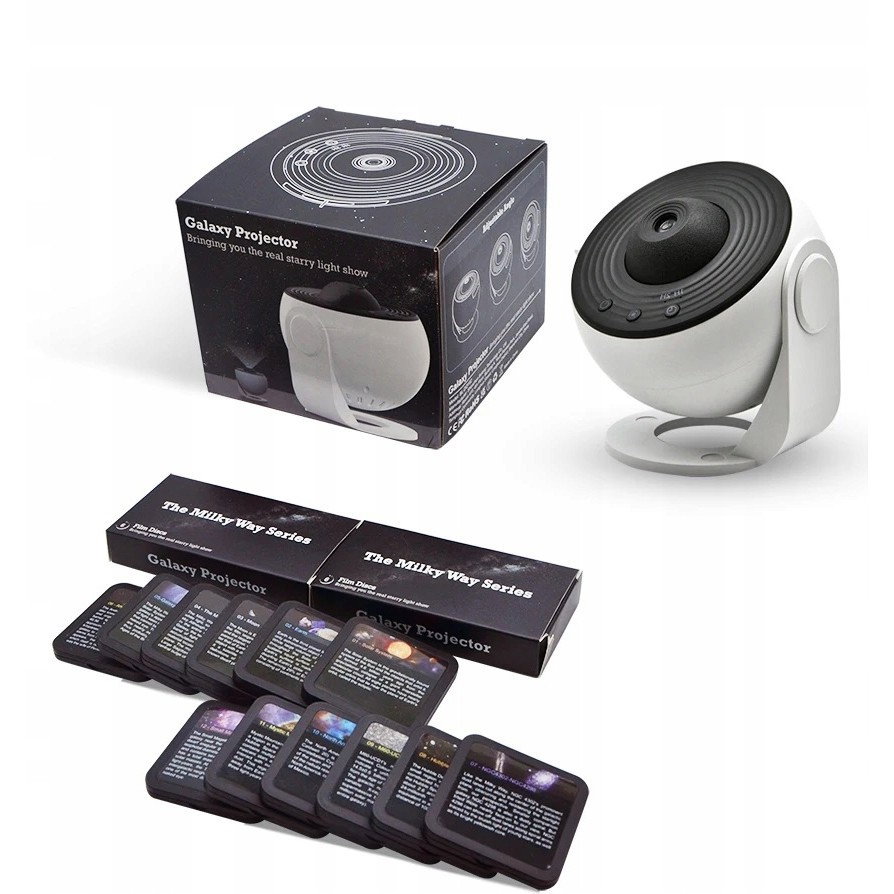 Lampa Tip Proiector Galaxie, Flippy, pentru Dormitor, Tematica Cer Instelat, Model Glob, HD, Rotire 360 de Grade, 13 Imagini, Incarcare USB, 5 W, 11.2x10.8x10.9 cm, Alb Negru [4]
