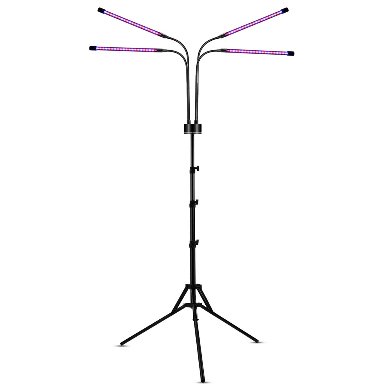 Lampa UV pentru cresterea plantelor, Flippy, 4 capete, putere 30W, 108 LED-uri Lampa cu lumina Ultra-Violet, Lampa cu Picior Ajustabil pana la 2 m, Lumina UV Mov [1]