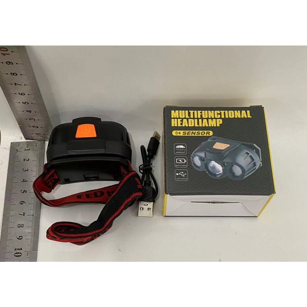 Lanterna LED de Cap, Flippy, cu Suport Inclus, Incarcare USB Tip C, Raza 100-200m, 5W, 6 Trepte de Lumina, 400 mAh, Gri [6]