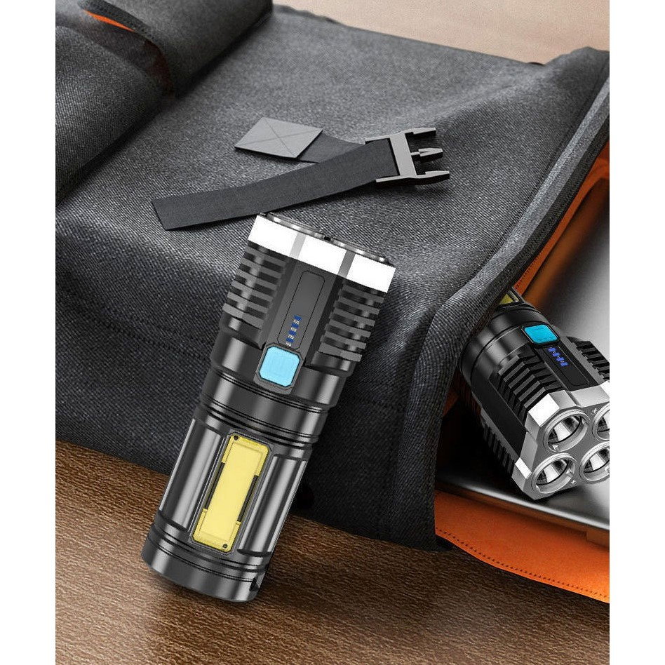 Lanterna LED Tactica 2 in 1, Flippy, 4 Moduri de Iluminare, Tip Proiector COB, Rezistenta la Apa, Reincarcabila, USB, Lanterna de Drumetii, 13.6 x 5 cm, Negru [2]