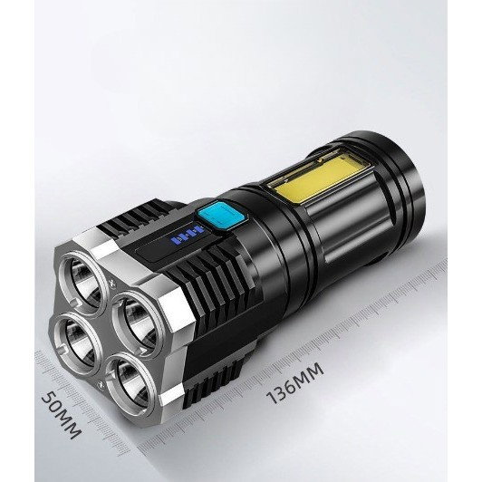 Lanterna LED Tactica 2 in 1, Flippy, 4 Moduri de Iluminare, Tip Proiector COB, Rezistenta la Apa, Reincarcabila, USB, Lanterna de Drumetii, 13.6 x 5 cm, Negru [7]