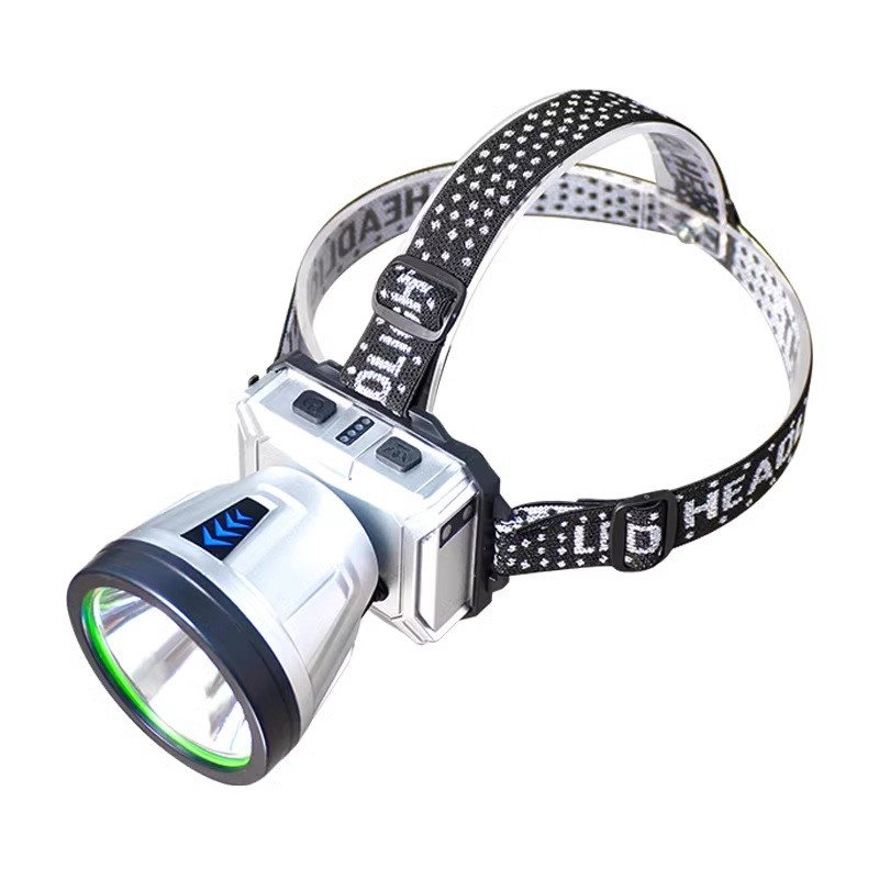 Lanterna Power Bank LED, Flippy, cu Suport pentru Cap, Incarcare USB, Raza 100-200m, 5W, 3 Trepte de Lumina, Afisaj Baterie, Argintiu [3]