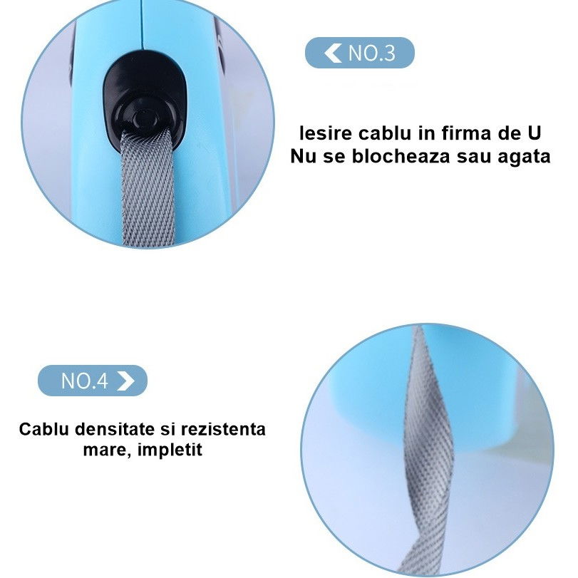 Lesa Automata Retractabila, Flippy, pentru Caini, 5 m, 20 kg, ABS, Verde/Bleu, 8x12x4 cm [4]