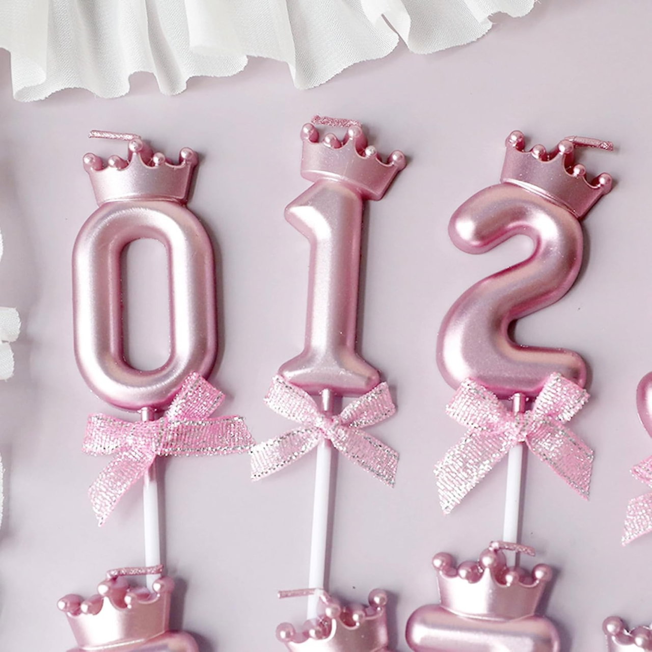 Lumanare Cifra 0, Flippy, Model Coroana cu Fundita, Pentru Tort, 6 x 2.5 cm Mov [3]