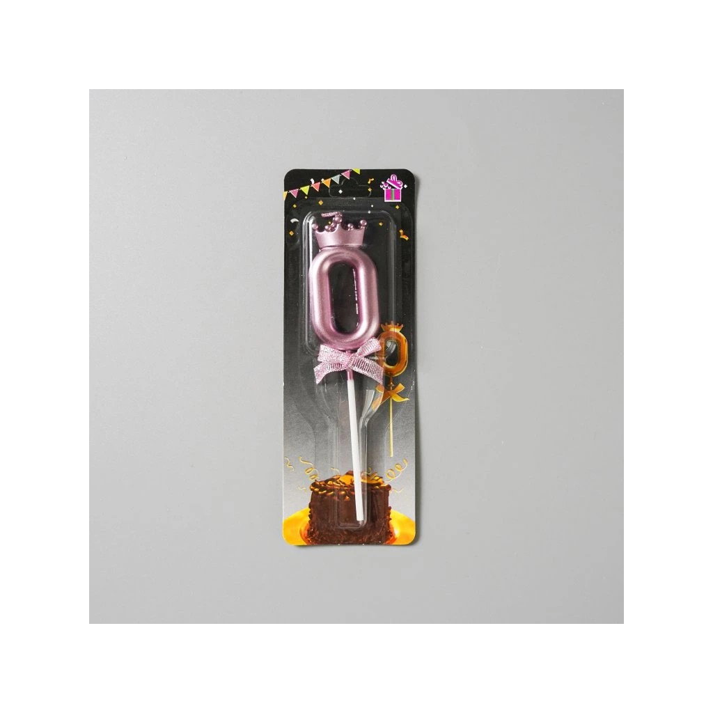 Lumanare Cifra 0, Flippy, Model Coroana cu Fundita, Pentru Tort, 6 x 2.5 cm Mov [4]