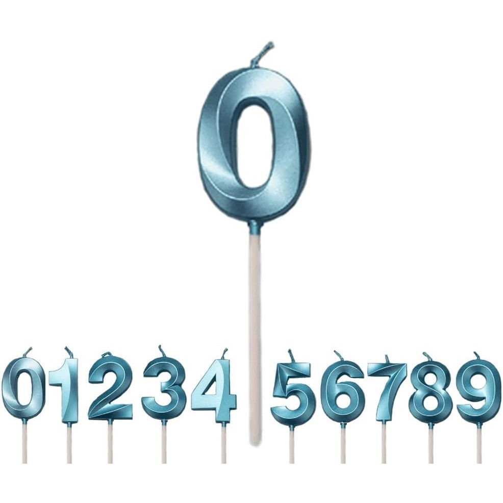 Lumanare Cifra 0, Flippy, Model Diamond, 5 x 3.4 cm, Albastru [2]