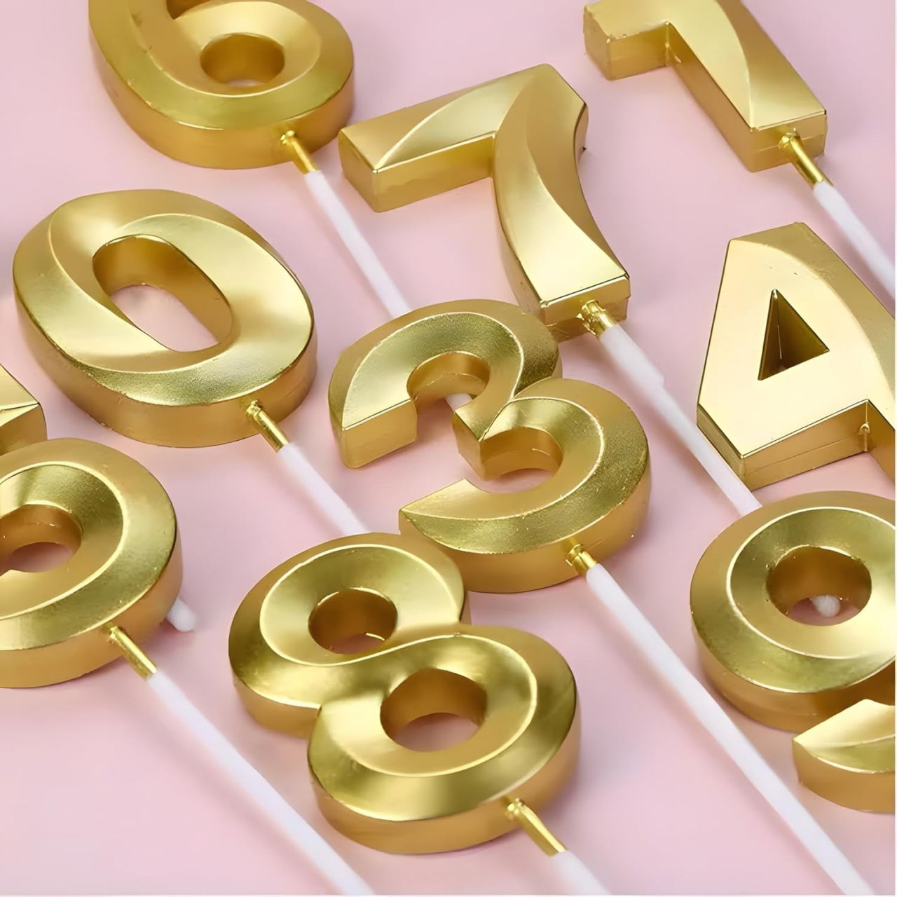 Lumanare Cifra 0, Flippy, Model Diamond, 5 x 3.4 cm, Auriu [5]