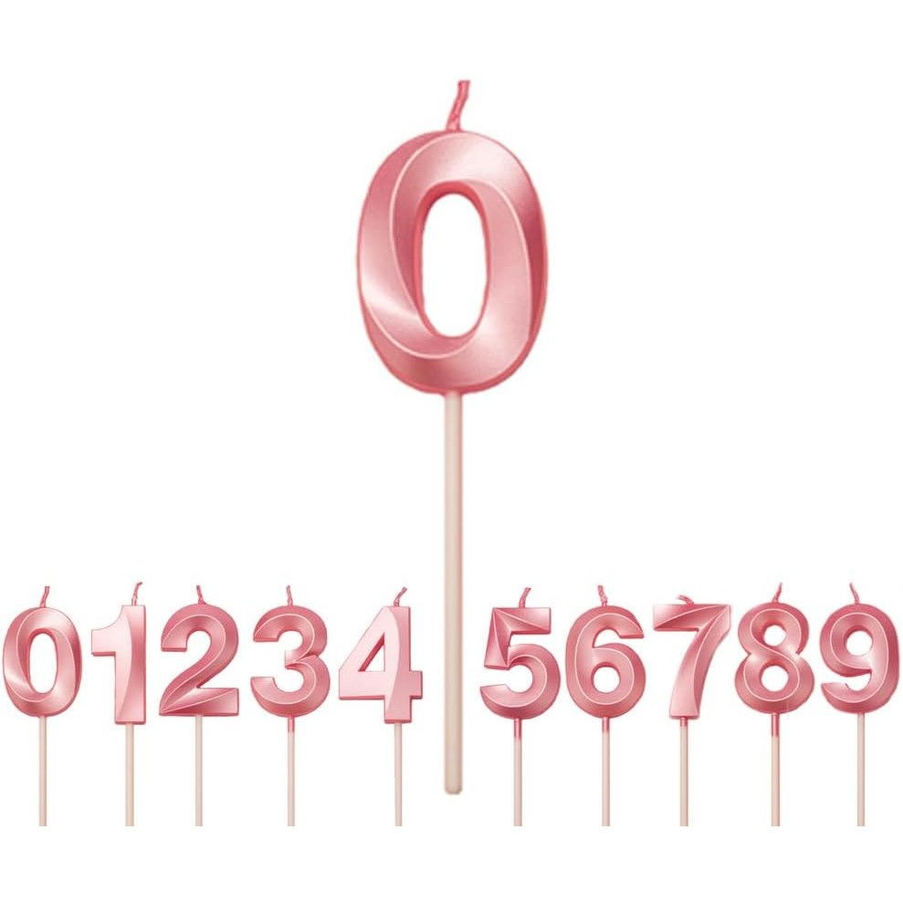 Lumanare Cifra 0, Flippy, Model Diamond, 5 x 3.4 cm, Roz [1]