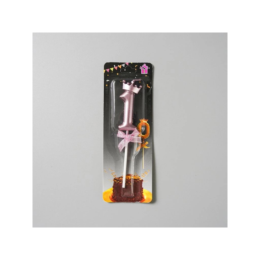 Lumanare Cifra 1, Flippy, Model Coroana cu Fundita, Pentru Tort, 6 x 2.5 cm Mov [5]