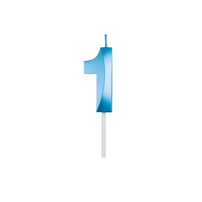 Lumanare Cifra 1, Flippy, Model Diamond, 5 x 3.4 cm, Albastru [8]