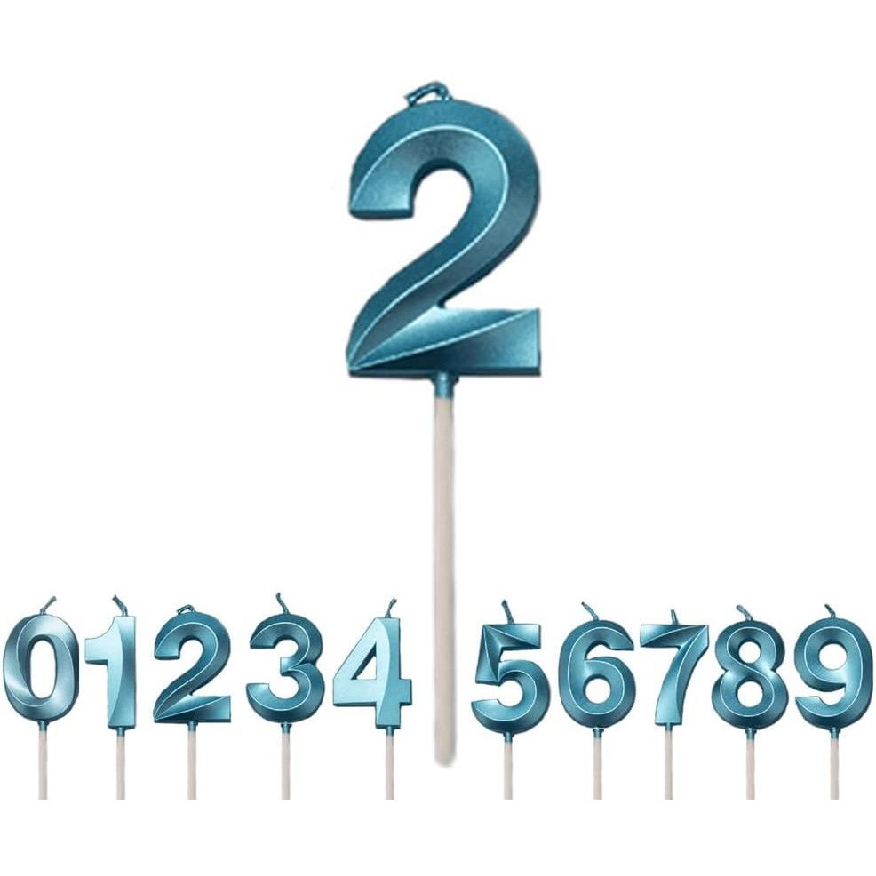 Lumanare Cifra 2, Flippy, Model Diamond, 5 x 3.4 cm, Albastru [5]