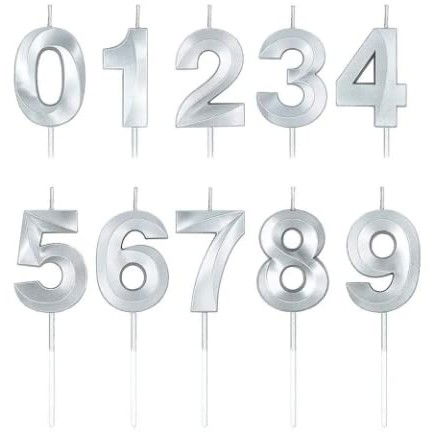 Lumanare Cifra 2, Flippy, Model Diamond, 5 x 3.4 cm, Argintiu [4]