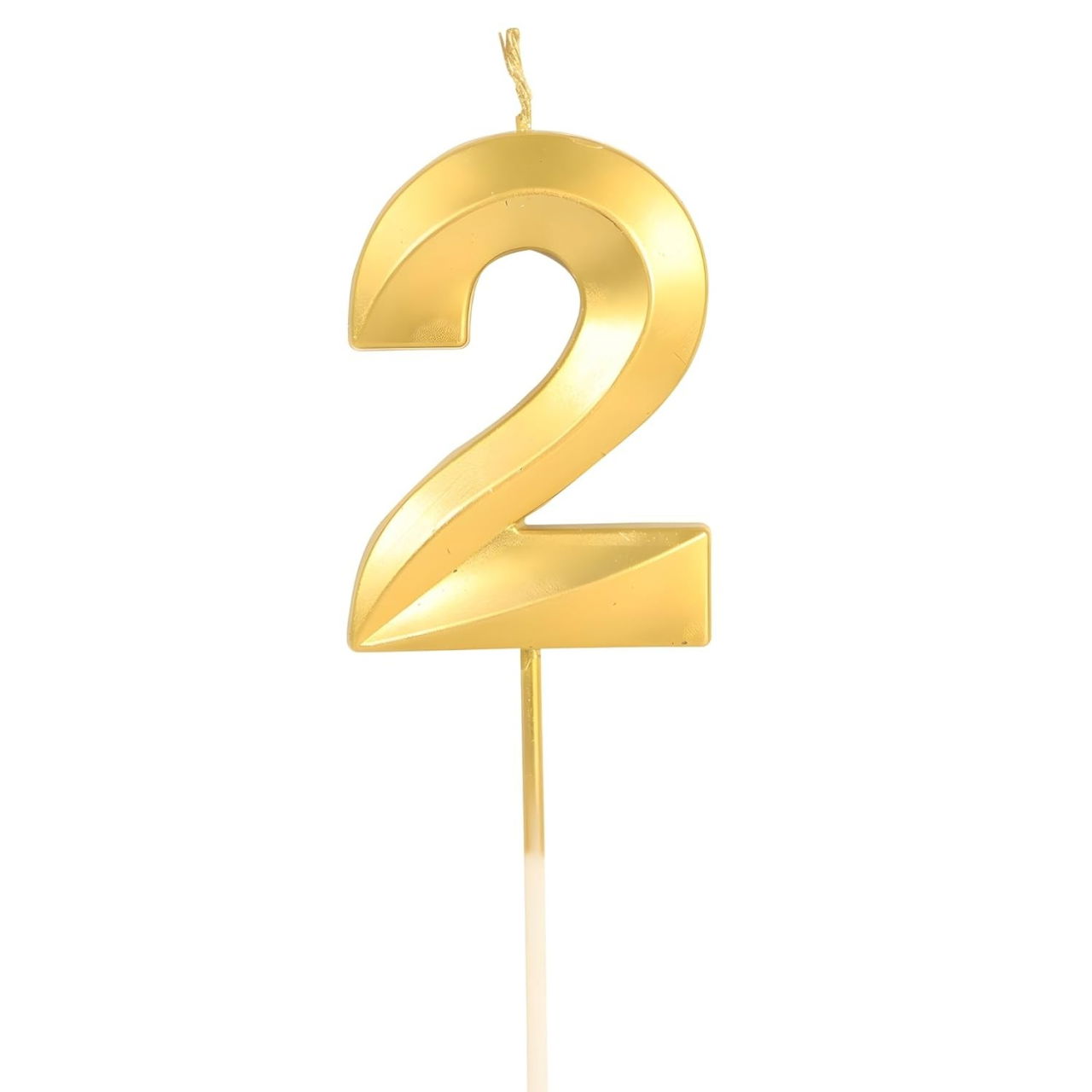 Lumanare Cifra 2, Flippy, Model Diamond, 5 x 3.4 cm, Auriu [3]