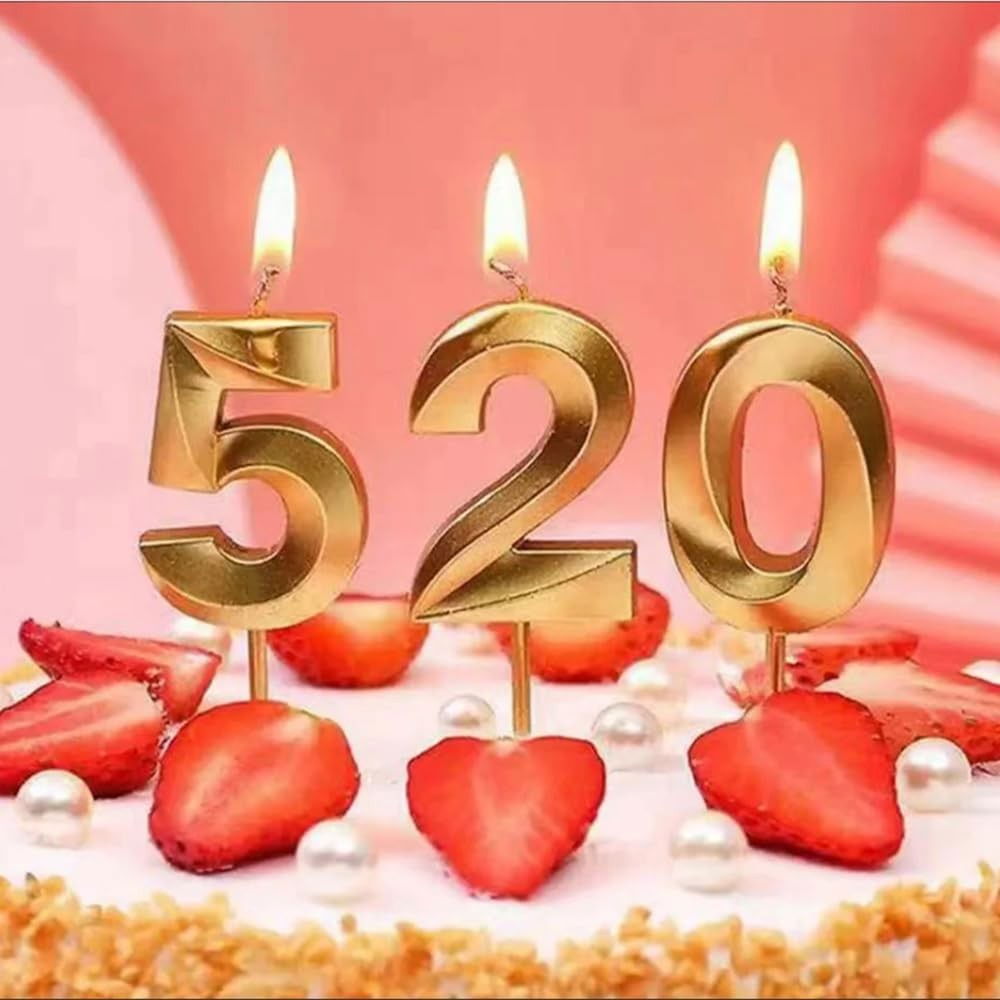 Lumanare Cifra 2, Flippy, Model Diamond, 5 x 3.4 cm, Auriu [4]