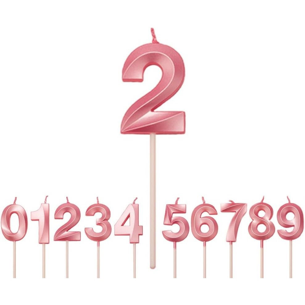 Lumanare Cifra 2, Flippy, Model Diamond, 5 x 3.4 cm, Roz [1]