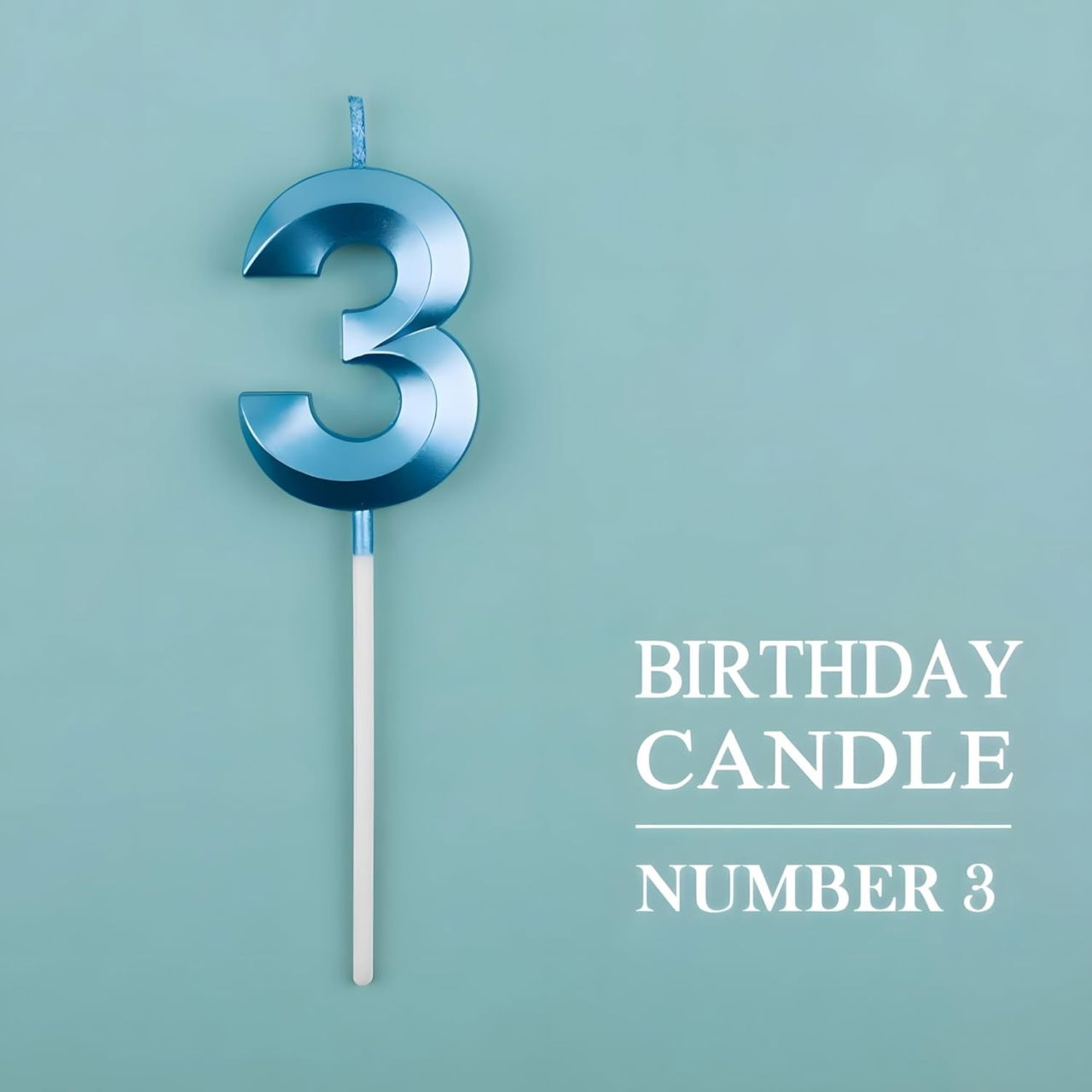 Lumanare Cifra 3, Flippy, Model Diamond, 5 x 3.4 cm, Albastru [6]